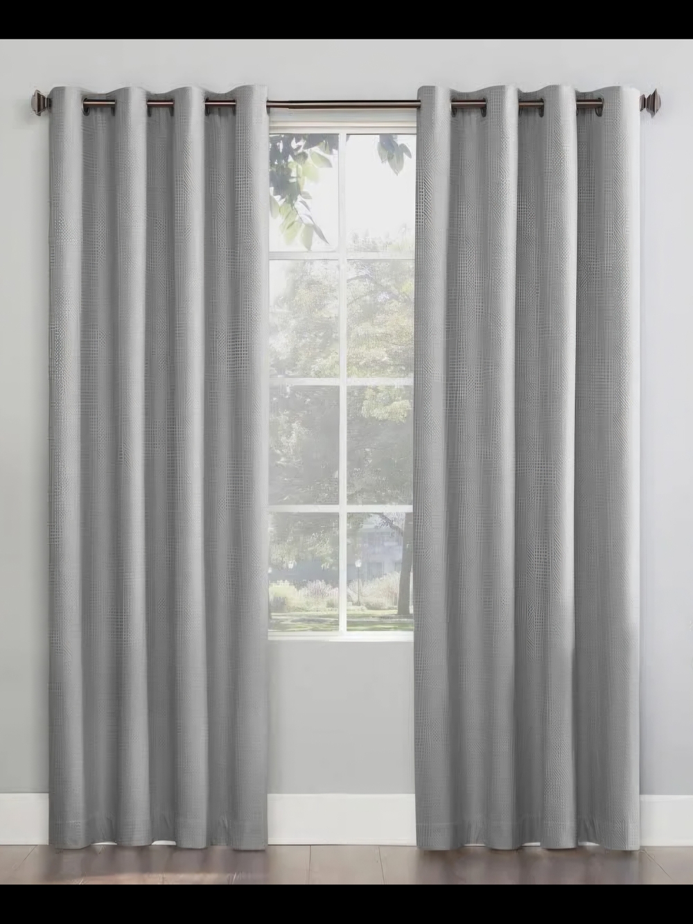 Sun Zero Array Woven Dobby Total Blackout Curtains - 2 Panels (50" x 84") Gray
